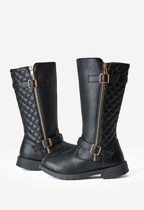 Quilted Tall Moto Boot in Black - Get great deals at FabKids