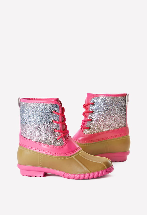 Ombre Glitter Lace Up Duck Boot in Pink Ombre Get great deals at FabKids