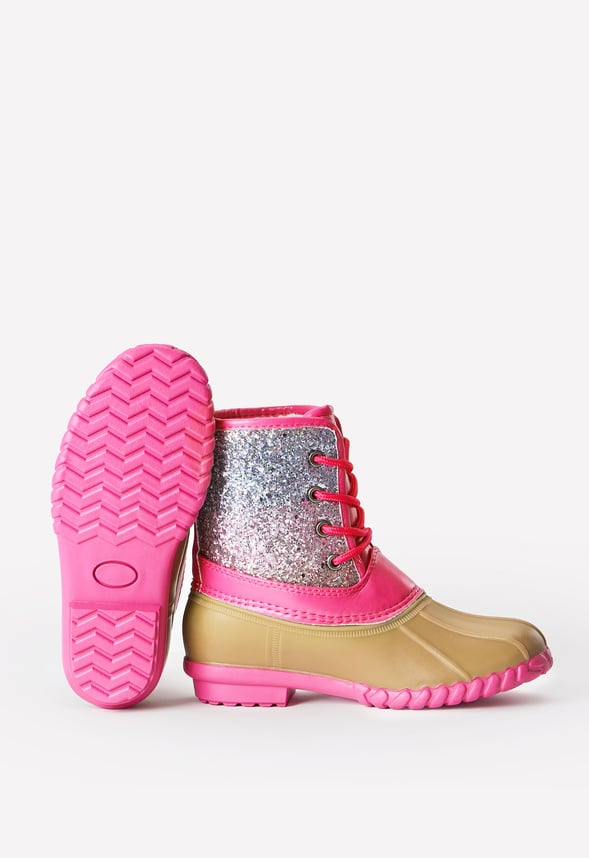 Fabkids Women s Ombre Glitter Lace Up Duck Boot