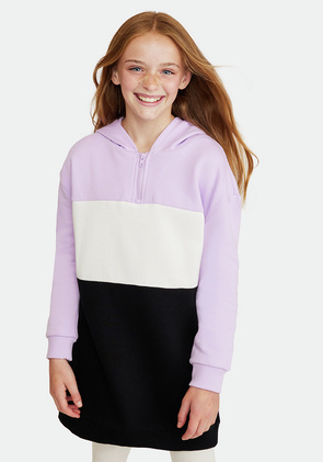 Colorblock Hooded Sweatshirt Dress in Purple - Get great deals at FabKids