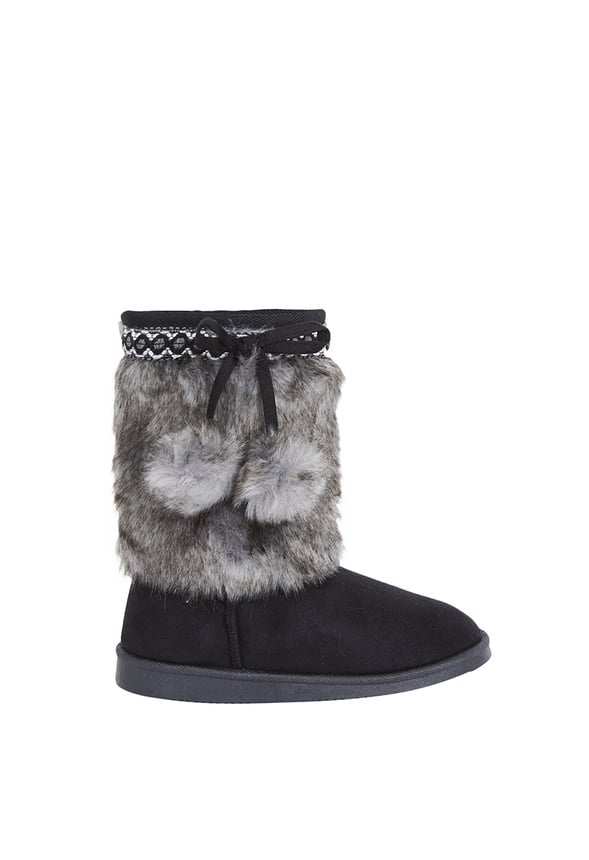 Pom Pom Fur Fuzzy Boot in Black Get great deals at FabKids