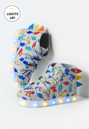 Fabkids buy Girls Glitter 3 Strap Sneakers Dino Print Size 1 Light Up