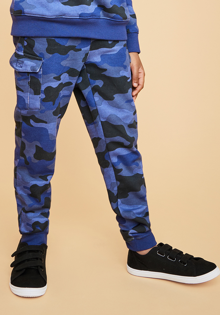 Blue camouflage online joggers