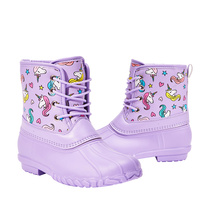 Unicorn Printed Lace Up Duck Boot