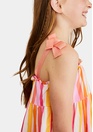 Striped Bow Strap Tiered Dress