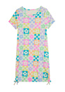 Floral Checker Side Cinched Dress